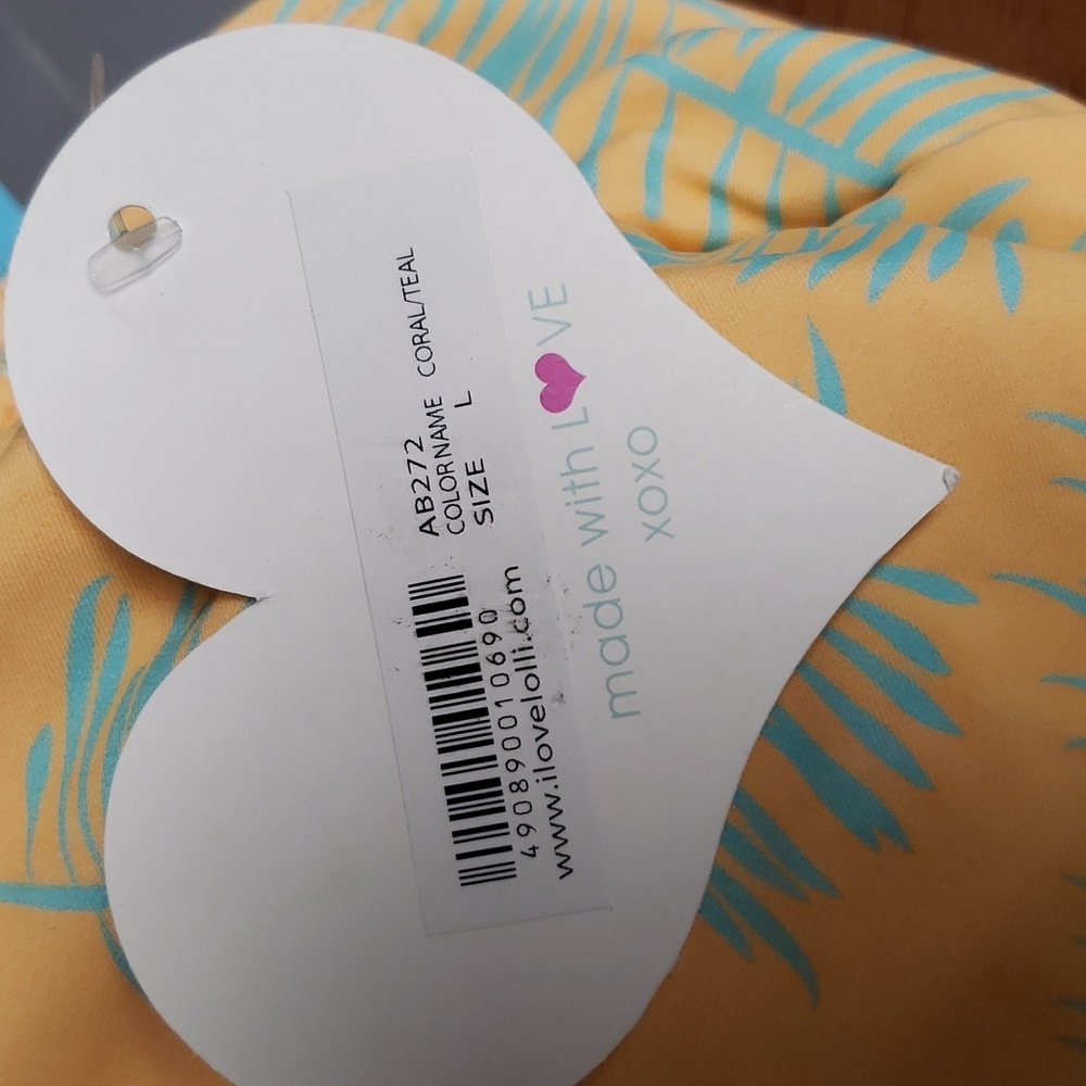Womens Sugar Coast 1 piece Swim Suit, Large, Coral/Teal Palm Print, NWT - Picture 3 of 3
